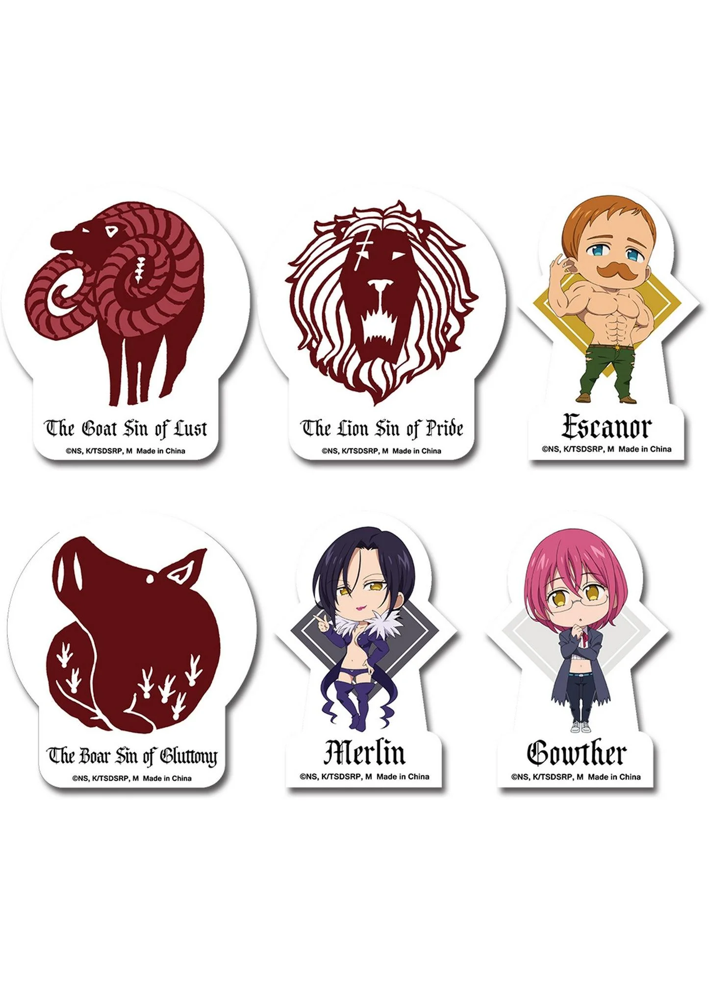 The Seven Deadly Sins S3 - SD Character With Tattoo #1 Die-Cut Sticker Set