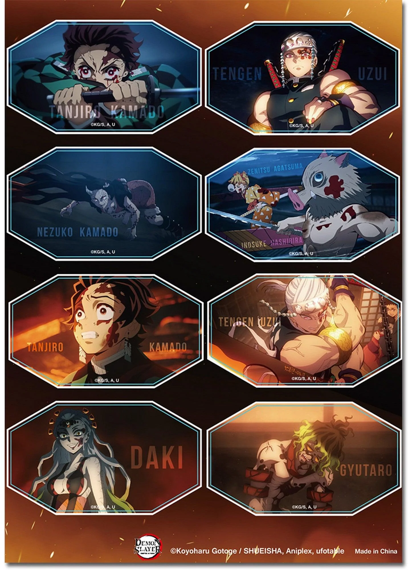Demon Slayer TV2 - Group #1 Sticker Set 5" X 7"