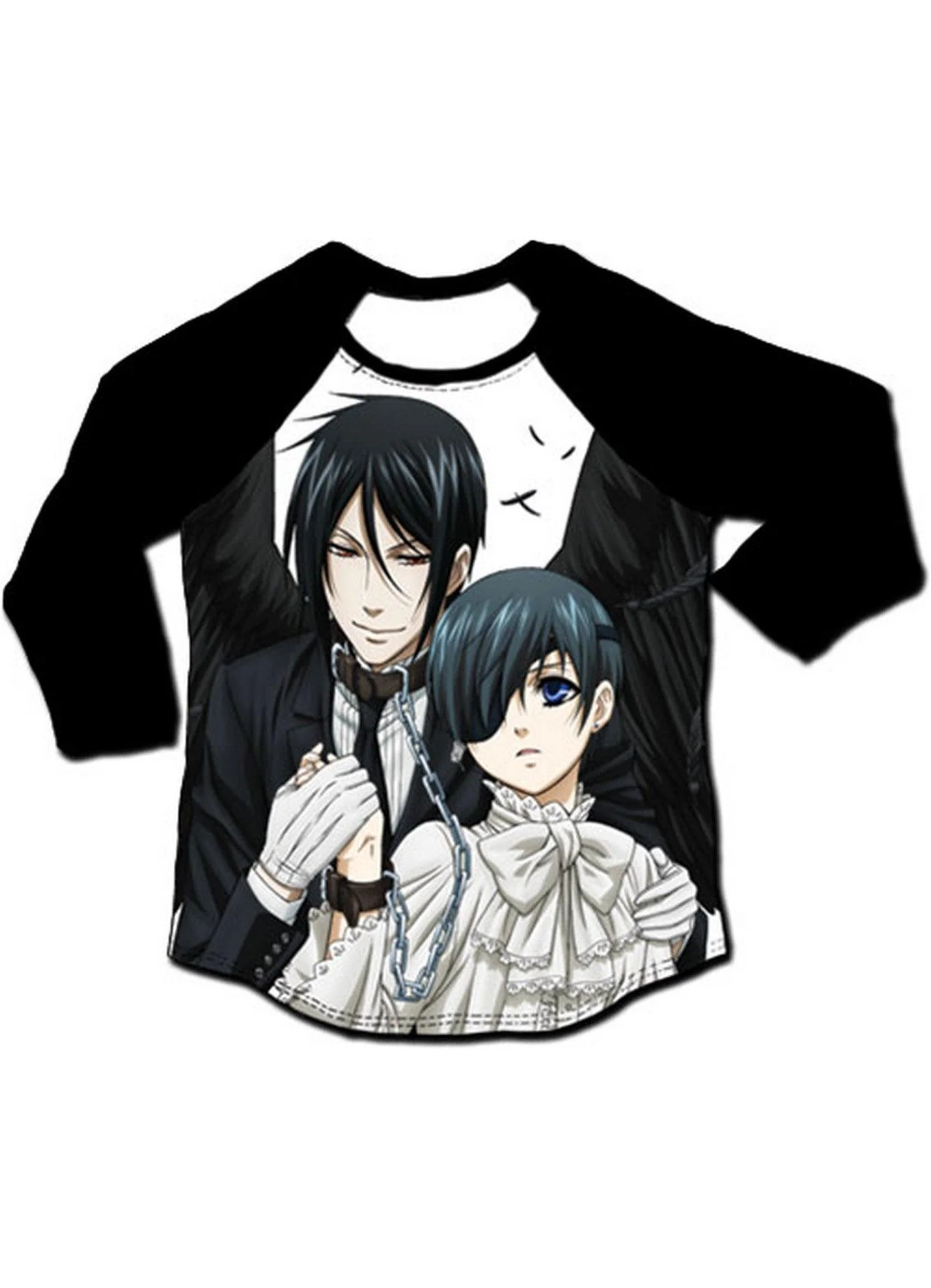 Black Butler - Open Wings 3/4th Sublimation Long Sleeve Raglan