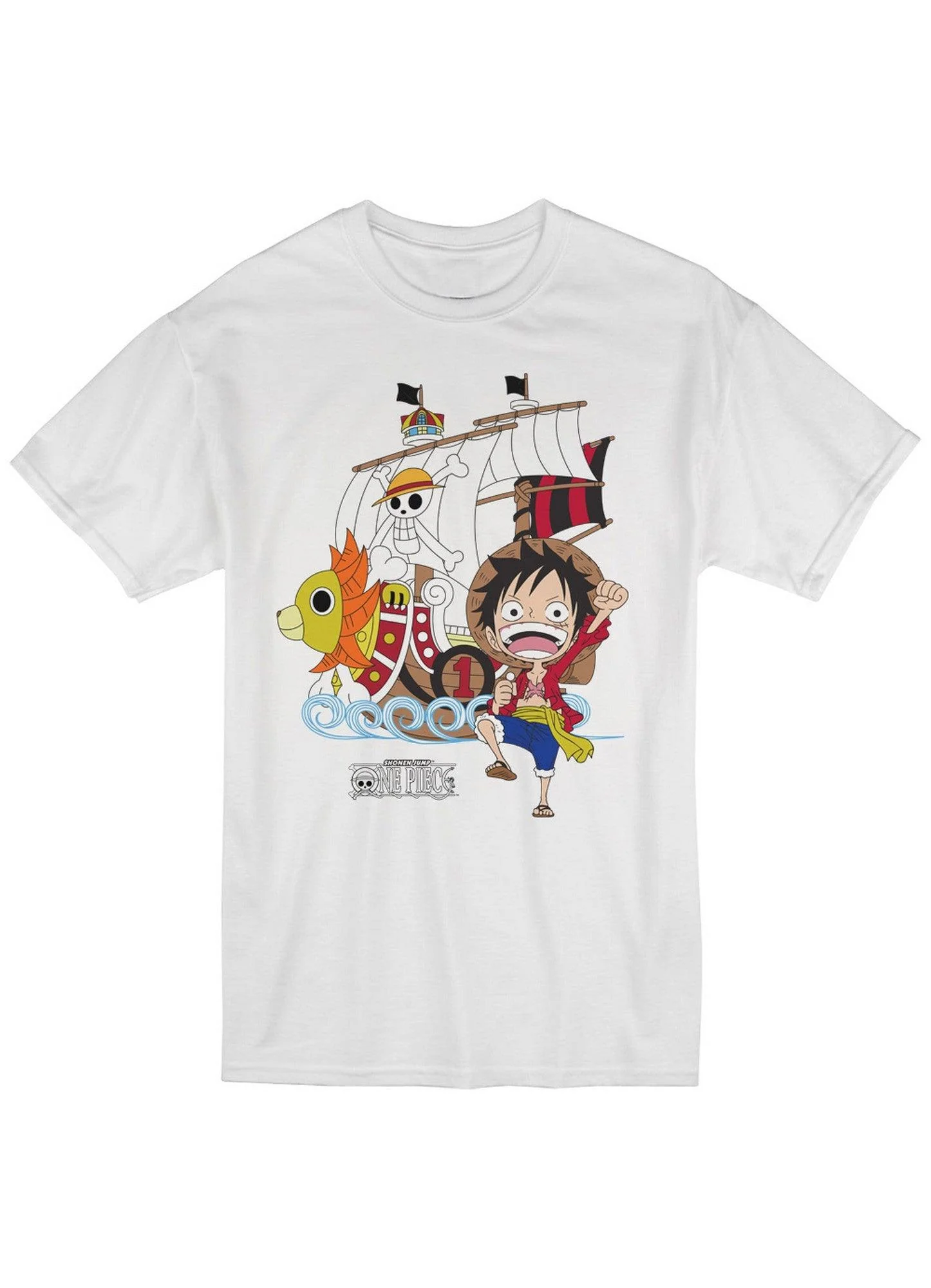 One Piece - SD Monkey D. Luffy & Sunny Men's Screen Print T-Shirt