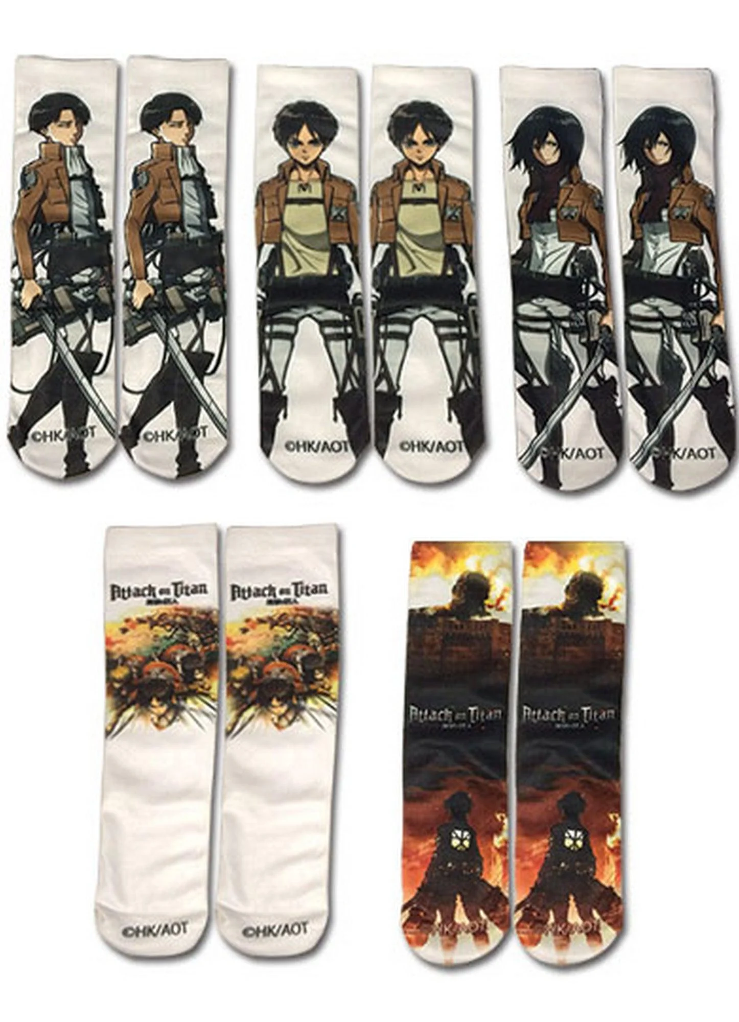Attack on Titan - Sumblimation 5 Pack Socks