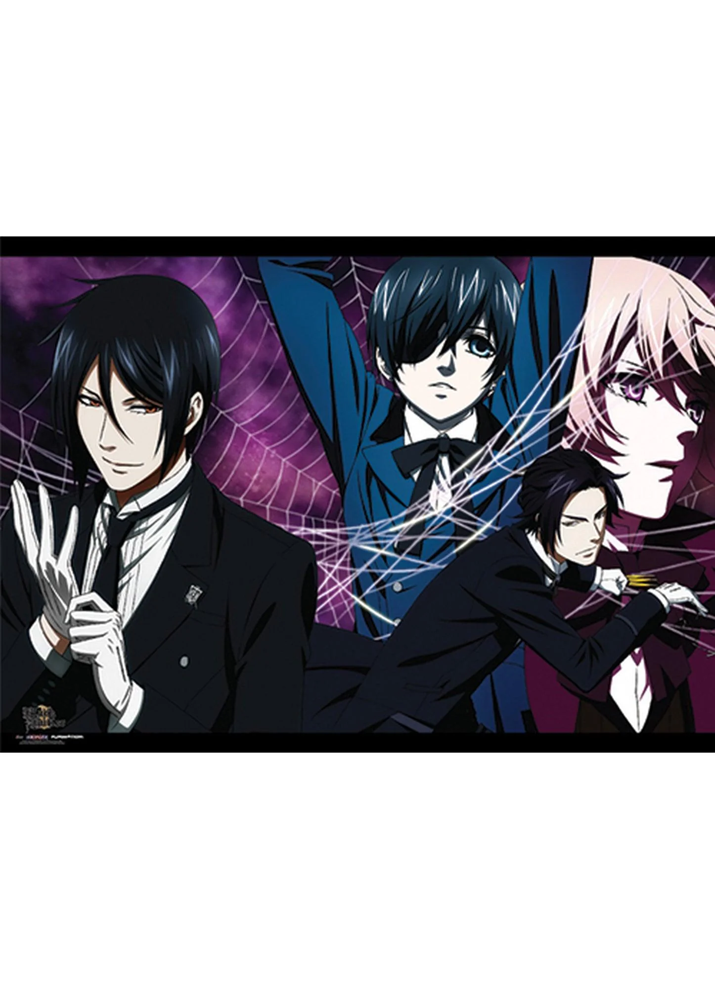 Black Butler 2 - Sebastian Michaelis, Ciel Phantomhive, Claude Faustus, & Alois Trancy Wall Scroll