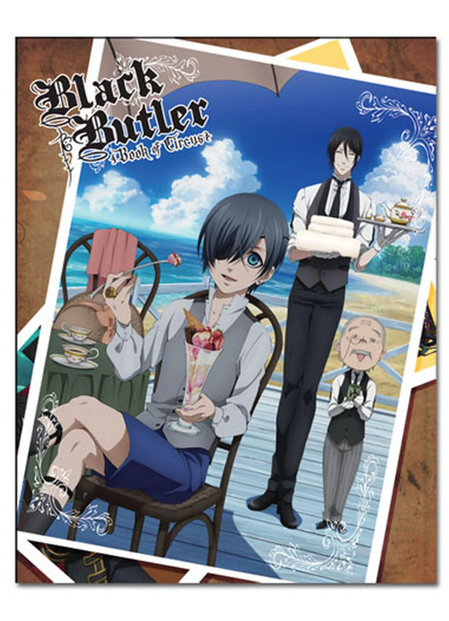 Black Butler Book of Circus - Ciel Phantomhive, Sebastian Michaelis, & Mr. Tanaka Sublimation Throw Blanket