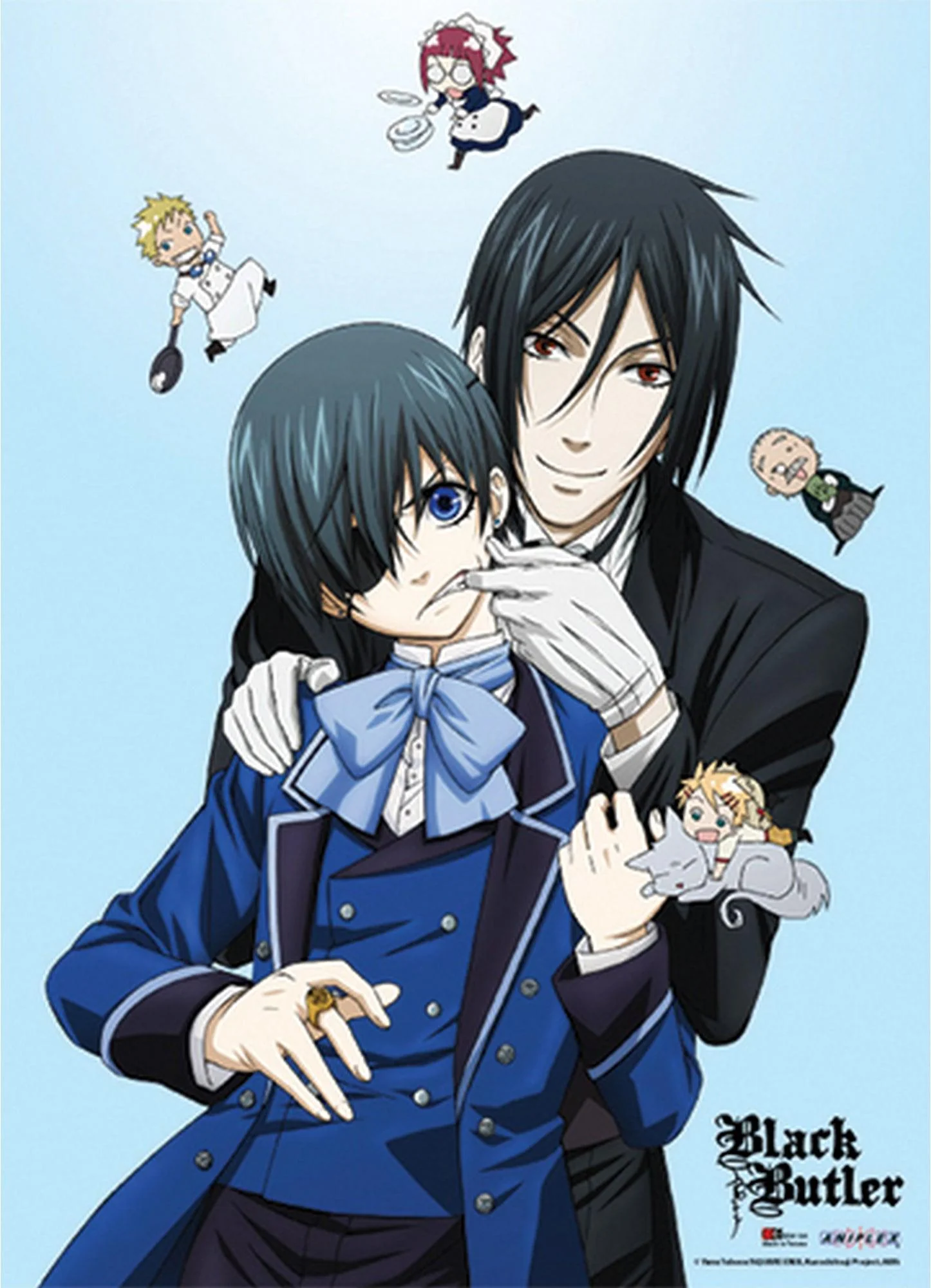 Black Butler - Sebastian Michaelis And Ciel Phantomhive With Chibi Special Edition Wall Scroll