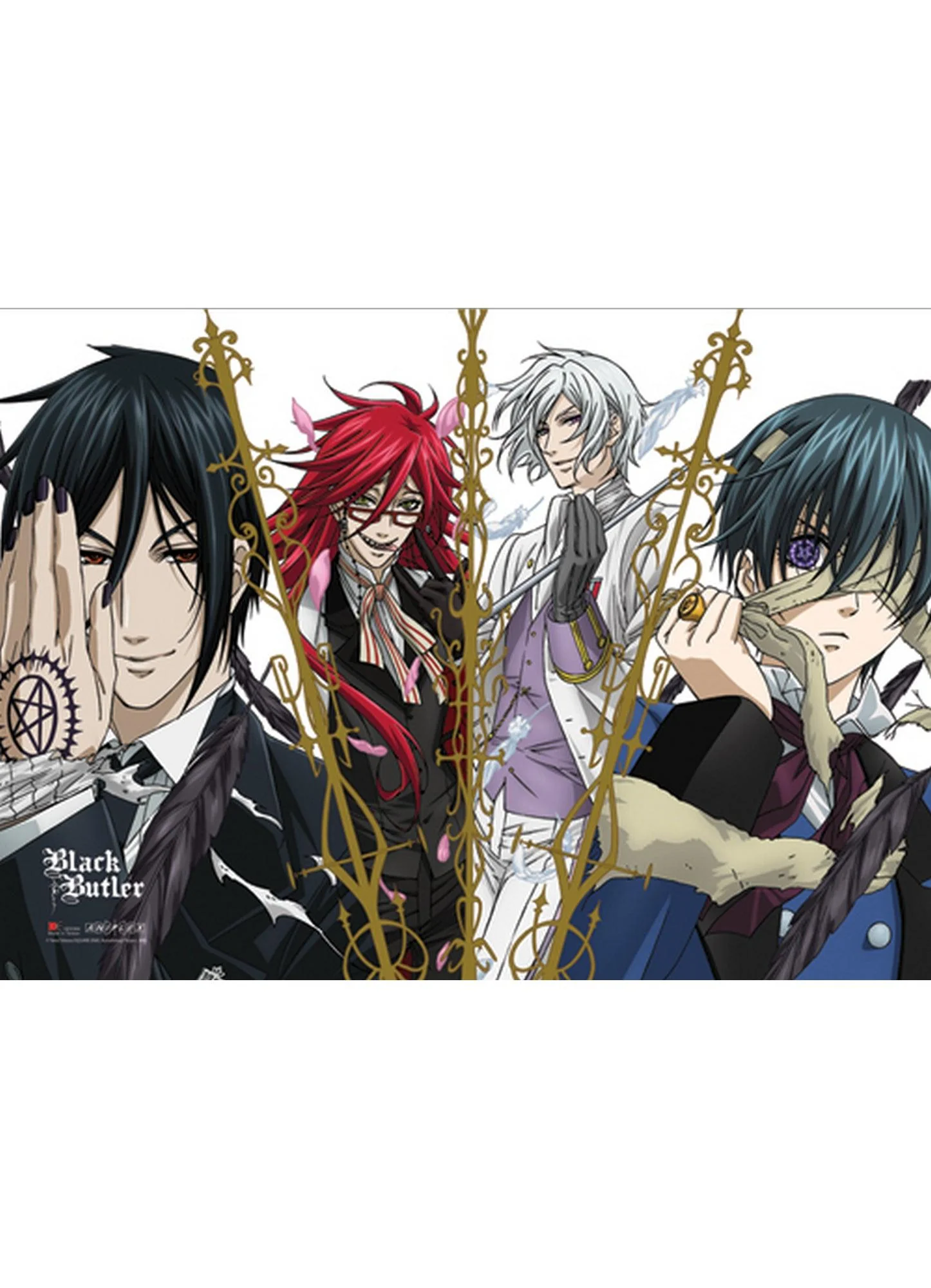 Black Butler - Sebastian Michaelis, Grell Sutcliff, Ash & Ciel Phantomhive Wall Scroll