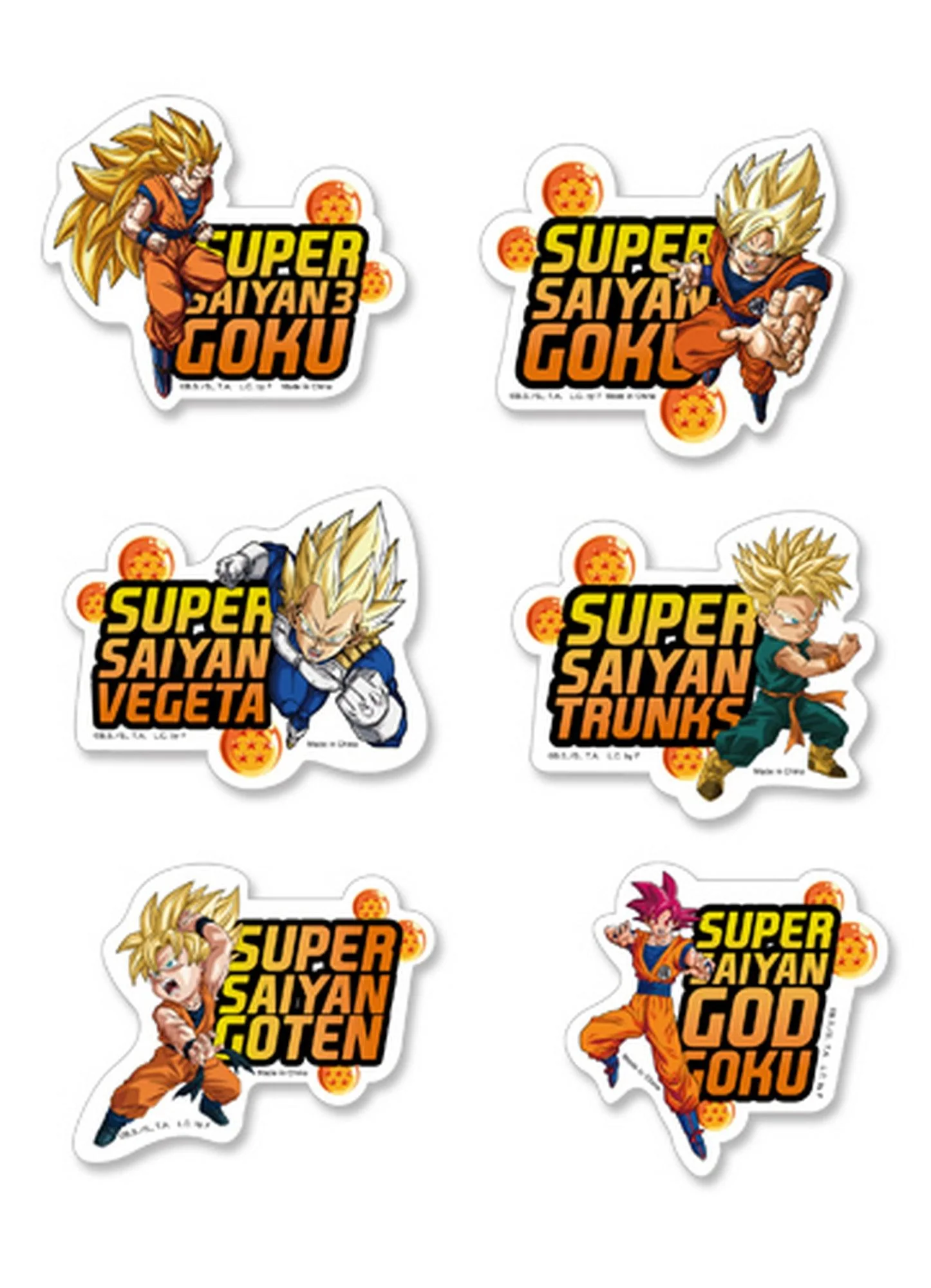 Dragon Ball Super - Super Saiyan Mode Die-Cut Sticker Set