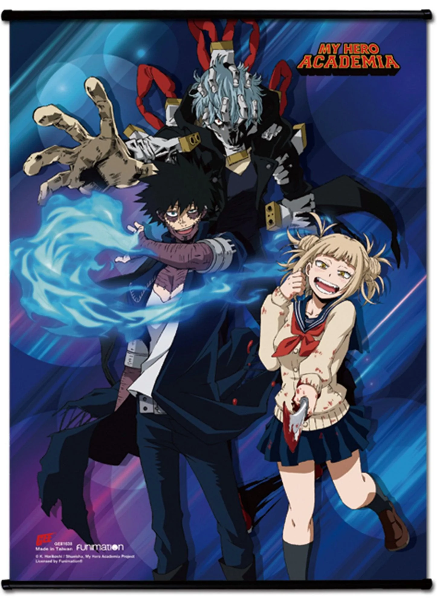 My Hero Academia S3 - Himiko Toga, Dabi, & Tomura Shigaraki Small Size Wall Scroll 18.5"W x 25.2"H