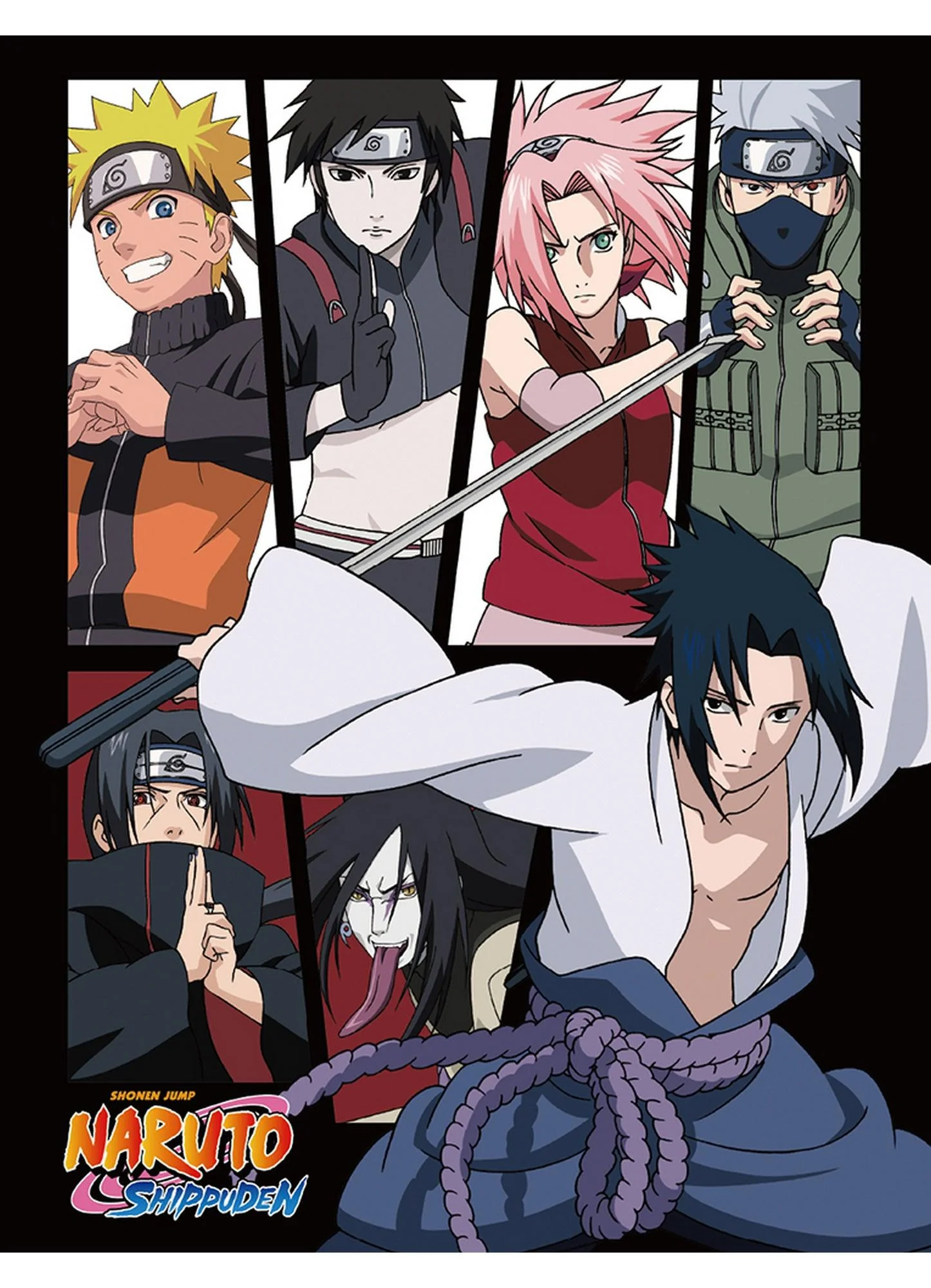 Naruto Shippuden - Sasuke Uchiha & Group Sublimation Throw Blanket