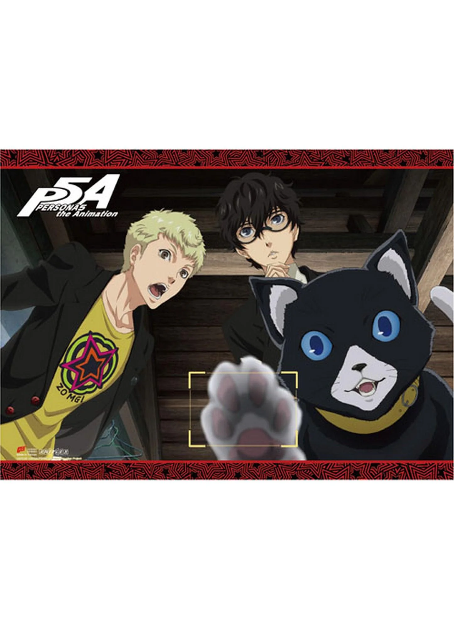 Persona 5 The Animation - Ren Amamiya, Ryuji Sakamoto, & Mona Touching Camera Wall Scroll