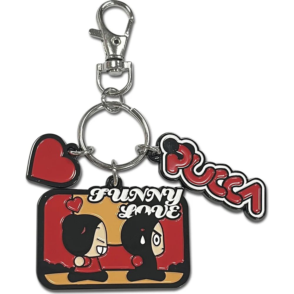 Pucca - Pucca & Garu "Funny Love" Three Charms Metal Keychain