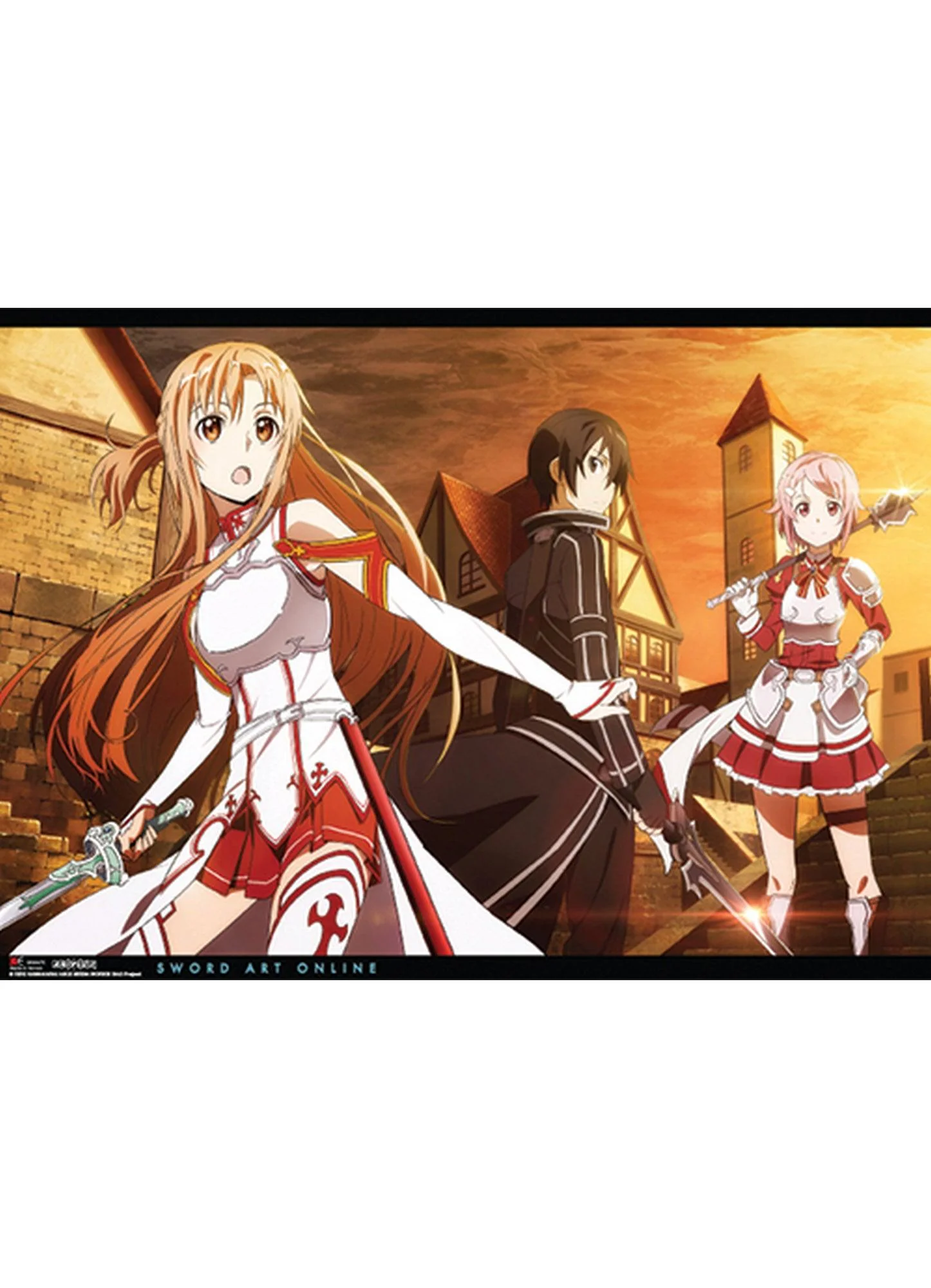 Sword Art Online - Asuna, Kirito, Lizbeth Town Wall Scroll